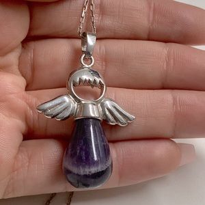 VINTAGE GENUINE ANGEL AMETHYST STERLING NECKLACE